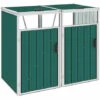 ASUPERMALL Abri De Poubelle Double Vert 143x81x121 Cm Acier