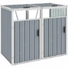 ASUPERMALL Abri De Poubelle Double Gris 143x81x121 Cm Acier