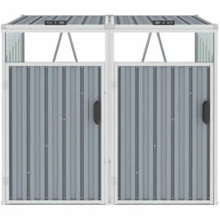 ASUPERMALL Abri De Poubelle Double Gris 143x81x121 Cm Acier -Poubelle Boutique 29055051 3