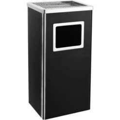 ASUPERMALL Poubelle A Cendrier D'hotel 45 L Acier Noir