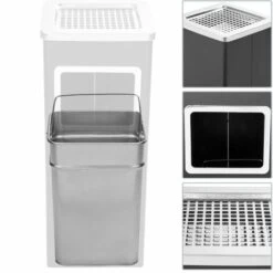 PrimeMatik - Poubelle Rectangulaire Avec Cendrier Couleur Noir -Poubelle Boutique 29195574 3