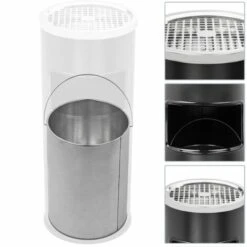 PrimeMatik - Poubelle Circulaire Avec Cendrier Couleur Noir -Poubelle Boutique 29307019 3