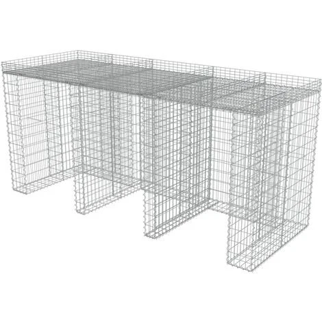 TRUE DEAL Mur En Gabion Pour Poubelle Acier Galvanisé 270x100x130 Cm 4 TRUE DEAL Mur En Gabion Pour Poubelle Acier Galvanisé 270x100x130 Cm – Image 2
