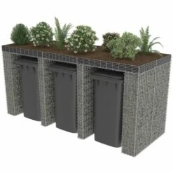 TRUE DEAL Mur En Gabion Pour Poubelle Acier Galvanisé 270x100x130 Cm 9 TRUE DEAL Mur En Gabion Pour Poubelle Acier Galvanisé 270x100x130 Cm -Poubelle Boutique 29369530 3