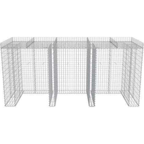 TRUE DEAL Mur En Gabion Pour Poubelle Acier Galvanisé 270x100x130 Cm 6 TRUE DEAL Mur En Gabion Pour Poubelle Acier Galvanisé 270x100x130 Cm – Image 4