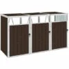 TRUE DEAL Abri De Poubelle Triple Marron 213x81x121 Cm Acier -Poubelle Boutique 29522233 1