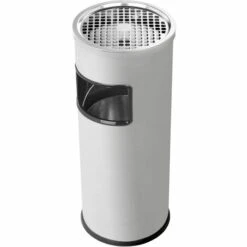 PrimeMatik - Poubelle Circulaire Avec Cendrier En Acier Inoxydable