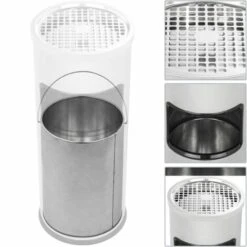 PrimeMatik - Poubelle Circulaire Avec Cendrier En Acier Inoxydable -Poubelle Boutique 29642641 3