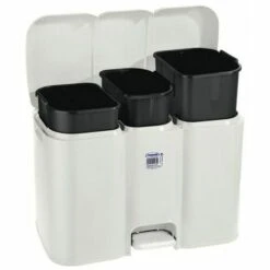 Poubelle à Pédale Parry Tontarelli 3 Compartiments Blanc 40 L (58,5 X 32 X 41,5 Cm)