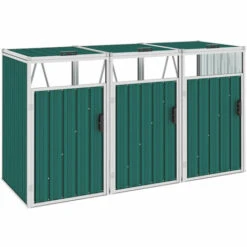 ASUPERMALL Abri De Poubelle Triple Vert 213x81x121 Cm Acier