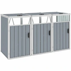 ASUPERMALL Abri De Poubelle Triple Gris 213x81x121 Cm Acier