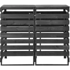 VidaXL Abri De Poubelle Double 140x75x121 Cm Bois De Pin Massif Peint - Gris -Poubelle Boutique 30358789 3