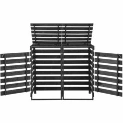 VidaXL Abri De Poubelle Double 140x75x121 Cm Bois De Pin Massif Peint - Gris -Poubelle Boutique 30358789 5