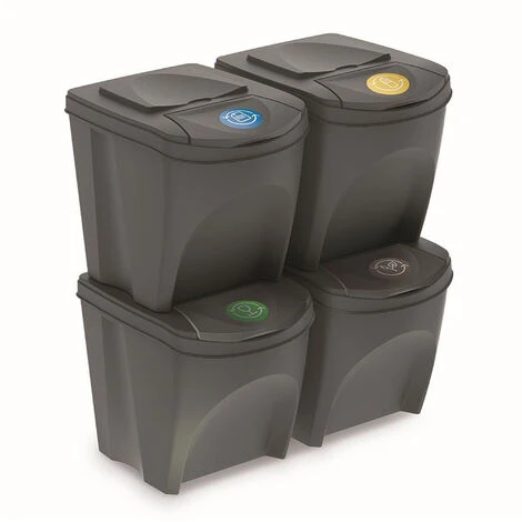 Prosperplast Lot De 4 Cubes De Recyclage 100 L Sortibox En Plastique Gris 4 X 25 L - Gris 3 Prosperplast Lot De 4 Cubes De Recyclage 100 L Sortibox En Plastique Gris 4 X 25 L - Gris