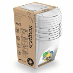 Prosperplast Lot De 4 Cubes De Recyclage 100 L Sortibox En Plastique Blanc 4 X 25 L - Blanc -Poubelle Boutique 30806749 2