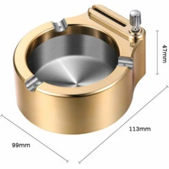 MERKMAK Cendrier En Metal Creatif Retro A L Ancienne, Cendrier Multifonctionnel En Acier Inoxydable A Dix Mille Allumettes, Avec Briquet Permanent D Or -Poubelle Boutique 31128623 2