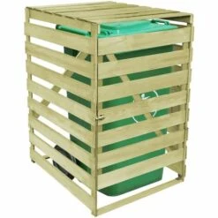 VidaXL Abri Pour Poubelle 240 L Bois Imprégné - Vert -Poubelle Boutique 3127170 3
