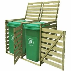 VidaXL Abri Pour Poubelle Double 240 L Bois Imprégné - Vert