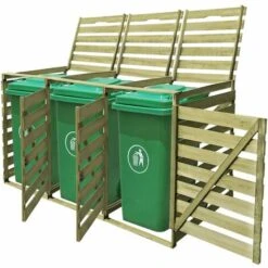 VidaXL Abri Pour Poubelle Triple 240 L Bois Imprégné - Vert