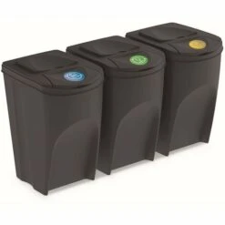 Prosperplast Lot De 3 Cubes De Recyclage 105 L Sortibox En Plastique Anthracite 3 X 35 L - Anthracite