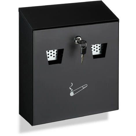 Relaxdays Cendrier Mural Pour Extérieur, Avec Matériel De Montage Et Clé, Résistant Aux Intempéries, Capacité: 3 L, Noir 3 Relaxdays Cendrier Mural Pour Extérieur, Avec Matériel De Montage Et Clé, Résistant Aux Intempéries, Capacité: 3 L, Noir