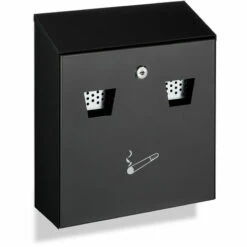 Relaxdays Cendrier Mural Pour Extérieur, Avec Matériel De Montage Et Clé, Résistant Aux Intempéries, Capacité: 3 L, Noir 8 Relaxdays Cendrier Mural Pour Extérieur, Avec Matériel De Montage Et Clé, Résistant Aux Intempéries, Capacité: 3 L, Noir -Poubelle Boutique 31798567 2