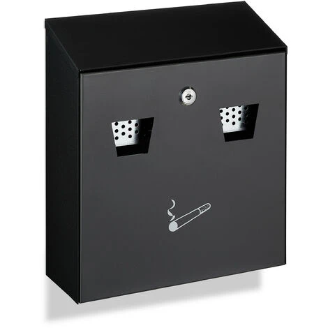 Relaxdays Cendrier Mural Pour Extérieur, Avec Matériel De Montage Et Clé, Résistant Aux Intempéries, Capacité: 3 L, Noir 4 Relaxdays Cendrier Mural Pour Extérieur, Avec Matériel De Montage Et Clé, Résistant Aux Intempéries, Capacité: 3 L, Noir – Image 2