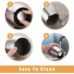 BETTERLIFE Cendrier En Acier Inoxydable Avec Couvercle, Cendrier De Table Antidérapant, Cendrier De Tempête En Acier Inoxydable (grand, Le Ponçage) 11 BETTERLIFE Cendrier En Acier Inoxydable Avec Couvercle, Cendrier De Table Antidérapant, Cendrier De Tempête En Acier Inoxydable (grand, Le Ponçage) -Poubelle Boutique 31991726 5