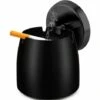 BETTERLIFE Cendrier En Acier Inoxydable Avec Couvercle, Cendrier De Table Antidérapant, Cendrier De Tempête En Acier Inoxydable (grand, Noir) -Poubelle Boutique 31991727 1
