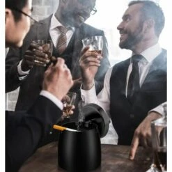 BETTERLIFE Cendrier En Acier Inoxydable Avec Couvercle, Cendrier De Table Antidérapant, Cendrier De Tempête En Acier Inoxydable (grand, Noir) -Poubelle Boutique 31991727 5