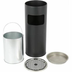 SiFree®Cendrier Extérieur Intérieur sur Pied Poubelle en Acier Noir Chormé 12 L -Poubelle Boutique 32327733 2