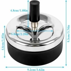 LITZEE Cendrier 3 Pièces Cendrier Rotatif De Table Cendrier Avec Couvercle Nouveauté Cendrier Rotatif Moderne Cendrier à Vent Avec Couvercle 9 X 9,5 Cm Cendrier Chrome (Noir) -Poubelle Boutique 32950302 5