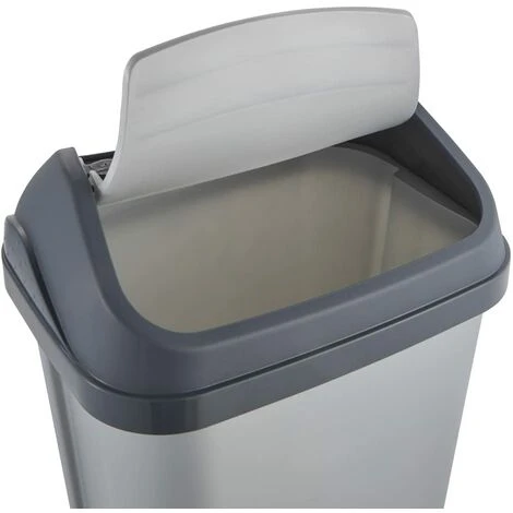 KEEEPER Poubelle Avec Couvercle Basculant, 25 L, Swantje, Argent 6 KEEEPER Poubelle Avec Couvercle Basculant, 25 L, Swantje, Argent – Image 4