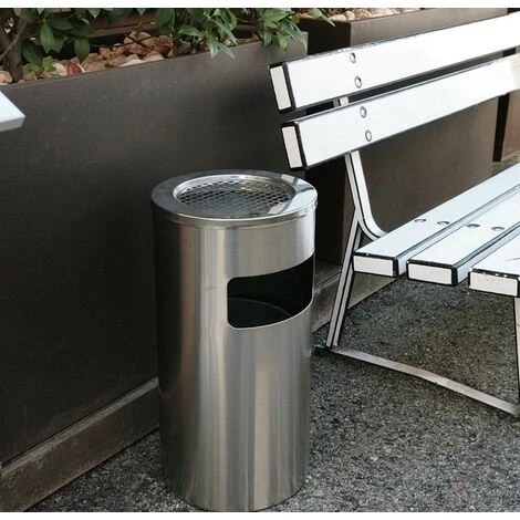YONGQING Cendrier Extérieur Intérieur Poubelle Ronde Verticale En Acier Inoxydable Argent - Argent 7 YONGQING Cendrier Extérieur Intérieur Poubelle Ronde Verticale En Acier Inoxydable Argent - Argent – Image 5