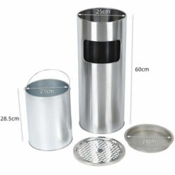 SKECTEN Poubelle Ronde Verticale En Acier Inoxydable 25 * 25 * 60cm Couleur Acier Inoxydable -Poubelle Boutique 33223502 4