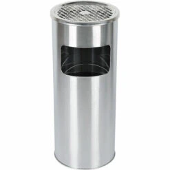 SKECTEN 30L Poubelle En Acier Inoxydable Avec Cendrier 60.5 X 24.5cm Argent -Poubelle Boutique 33223511 5
