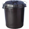 DENOX Poubelle Industrielle Avec Couvercle Plastique Noir 50 L - Black
