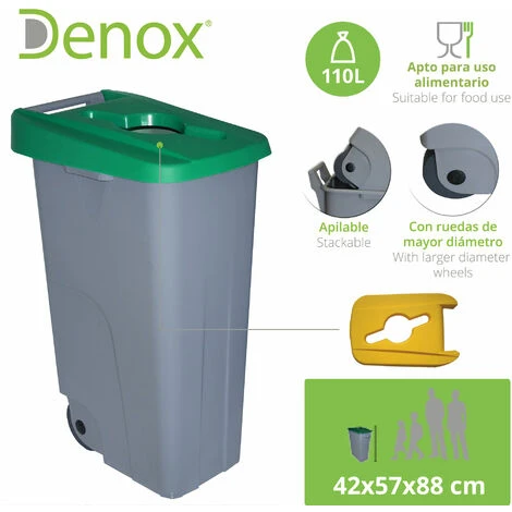 DENOX Pack De Recyclage Reciclo Ouvert 4 X 110 L 4 Couleurs 4 DENOX Pack De Recyclage Reciclo Ouvert 4 X 110 L 4 Couleurs – Image 2