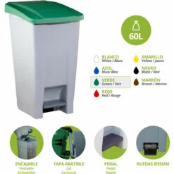 DENOX Pack De Recyclage Pedalbin Selectif 3 X 80 L 3 Couleurs -Poubelle Boutique 37657692 3