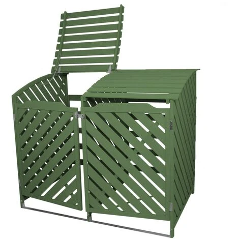 MONSTER SHOP Cache Poubelle Vert Sauge Abri Poubelle Extérieur Bois De Sapin Rangement Verrouillable Jardin - Verte 5 MONSTER SHOP Cache Poubelle Vert Sauge Abri Poubelle Extérieur Bois De Sapin Rangement Verrouillable Jardin - Verte – Image 3