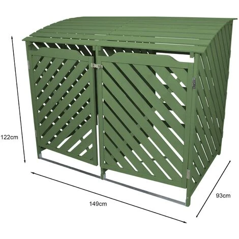 MONSTER SHOP Cache Poubelle Vert Sauge Abri Poubelle Extérieur Bois De Sapin Rangement Verrouillable Jardin - Verte 6 MONSTER SHOP Cache Poubelle Vert Sauge Abri Poubelle Extérieur Bois De Sapin Rangement Verrouillable Jardin - Verte – Image 4