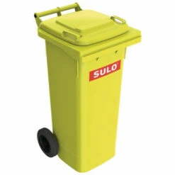 Bac à Ordures 80 L HDPE Jaune Mobile Selon EN 840 SULO