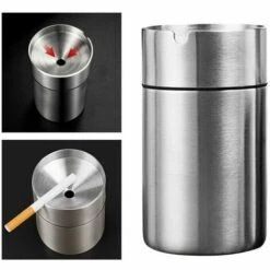 ECHOO Cendrier Avec Couvercle, Cendrier Abrité Du Vent, Pour Extérieur Et Intérieur, Grand Format