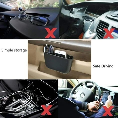 TRIOMPHE Poubelle Pour Petite Voiture, Boîte De Rangement (Couleur: Noir) Double Usage, Matière Plastique Facile à Nettoyer, Poubelle Portable, Boîte De Rangement Suspendue, Peut être Installée Sur La Voiture 6 TRIOMPHE Poubelle Pour Petite Voiture, Boîte De Rangement (Couleur: Noir) Double Usage, Matière Plastique Facile à Nettoyer, Poubelle Portable, Boîte De Rangement Suspendue, Peut être Installée Sur La Voiture – Image 4