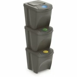 SPETEBO Sortibox - Jeu De 3 Poubelles De 25 Litres Chacune