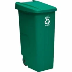 Wellhome Recycle Container 110 Litres, Fermé Avec Couvercle, Idéal Pour Le Recyclage Du Verre, Avec Roues