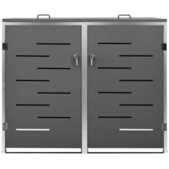 VidaXL Abri Pour Deux Poubelles 138x77,5x115,5 Cm Inox - Anthracite 9 VidaXL Abri Pour Deux Poubelles 138x77,5x115,5 Cm Inox - Anthracite -Poubelle Boutique 42298259 3