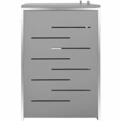 VidaXL Abri Pour Deux Poubelles 138x77,5x115,5 Cm Inox - Gris -Poubelle Boutique 42298266 5