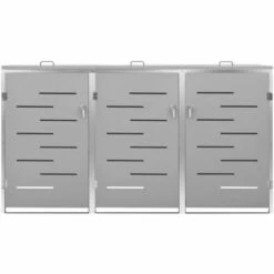 VidaXL Abri Pour Trois Poubelles 207x77,5x115 Cm Inox - Gris -Poubelle Boutique 42298268 5