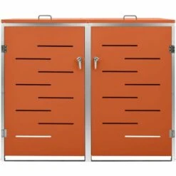 VidaXL Abri Pour Deux Poubelles 138x77,5x115,5 Cm Inox - Orange -Poubelle Boutique 42298274 3